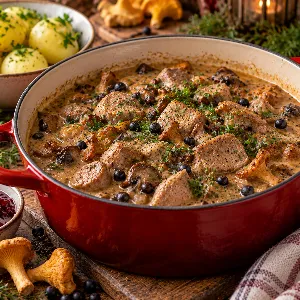 Jägargryta med blandsvamp och viltkrydda